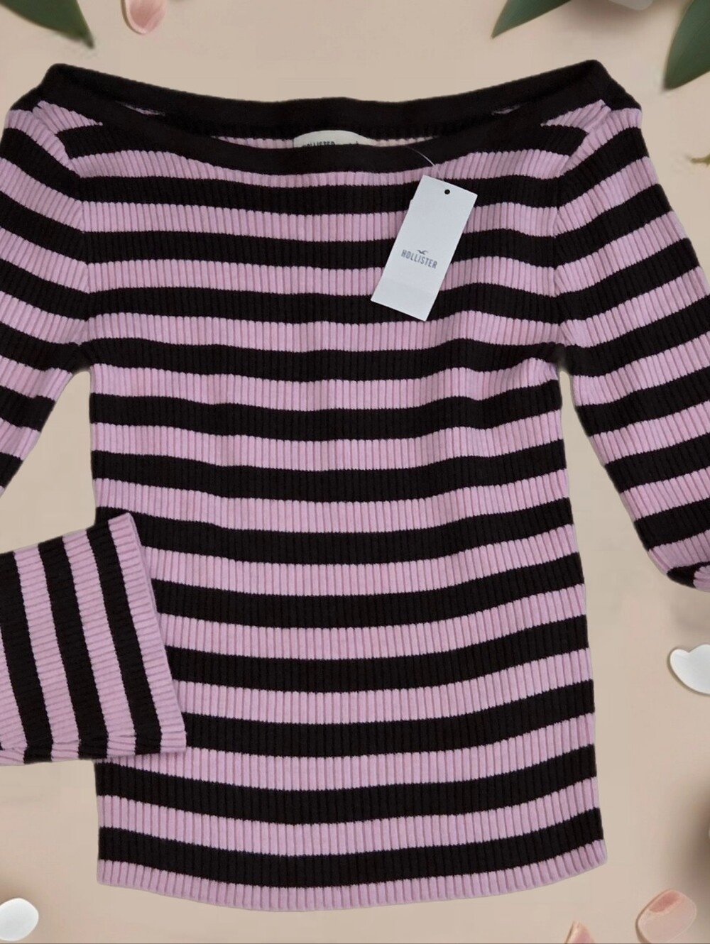 Hollister Striped Knit Long Sleeve sweater top Women S